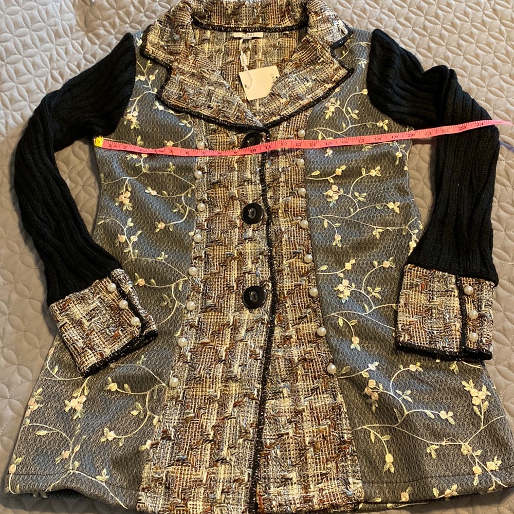 Sioni Mixed Media Coatigan Jacket w/Sweater Sleeves